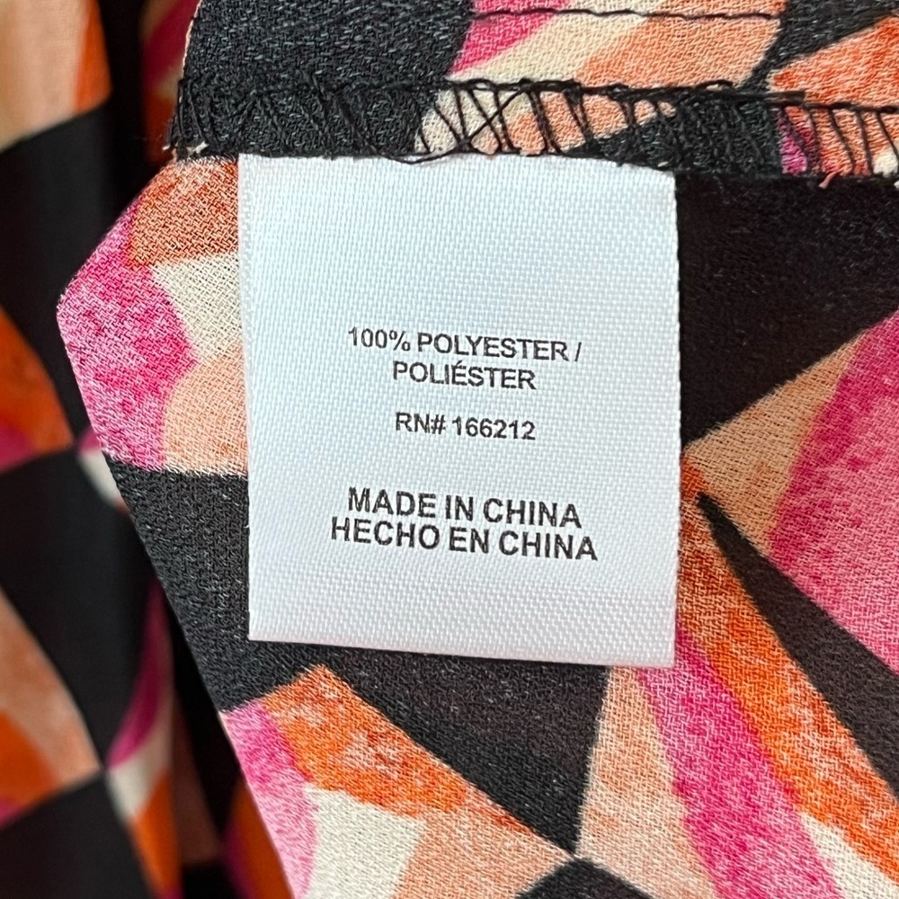 Ninety Clothing Co Geometric Boho Peplum Blouse M NWOT Retro Chic Pink Black - Picture 4 of 9